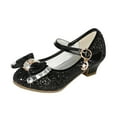 thumbnail image 1 of Girls Wedding Bowknot Shoes Shoes Dress Princess Glitter Heels Party Children Girl's shoes Black, 1 of 3