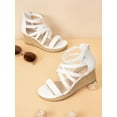 thumbnail image 1 of Girls Wedge Sandals Flatform Open Toe Platform Espadrille Flower Wedding Party Kids, 1 of 12