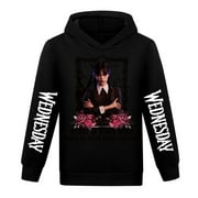 LQBNZQZ Girls Wednesday Addams Casual Sweatshirts Kids Youtuber Funny Printing Hoodies Long Sleeve Shirts Hooded Tops 3-13Years