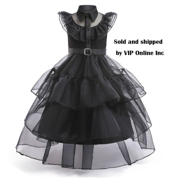 Girls Wednesday Addams Costumes Dress Kids Halloween Cosplay Party Outfit