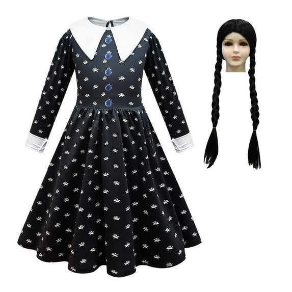 Girls Black Cosplay Dress Halloween Long Sleeve Costume for 4-10 Years