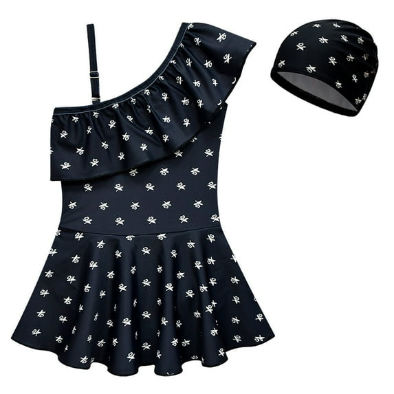 Girls Wednesday One-Piece Swimsuits Ruffles Swimwear