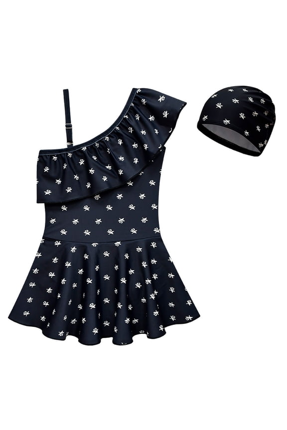 Girls Wednesday One-Piece Swimsuits Ruffles Swimwear