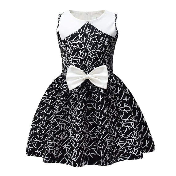 Girls Black Sleeveless Dress Halloween Casual Party Dress 3-8 Year