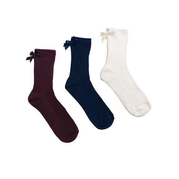Weekend Academy Girls Bow Socks, 3-Pairs, Sizes S-L