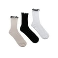 thumbnail image 1 of Weekend Academy Girls Contrast Lettuce Edge Socks, 3-Pairs, Sizes S-L, 1 of 2