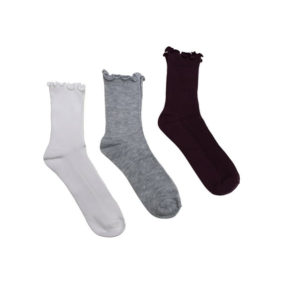 Weekend Academy Girls Scallop Edge Socks, 3-Pairs, Sizes S-L