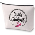 thumbnail image 1 of Girls Weekends Survival Kit Bachelorette Party Gift Apparently We Are Trouble When We Are Together Makeup Bag, 1 of 5