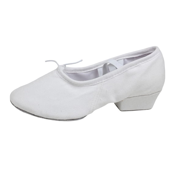 Girls White Ballet Shoes Canvas with Suede Sole & Elastic Strap for Dance Class Performance Recital, Low Heel Casual Kids Dance Shoes,Size 13
