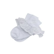 CHRISTENING DAY Girls White Baptism First Communion or Christening Socks with Cross