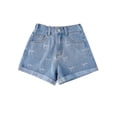 thumbnail image 1 of Girls' Denim Shorts Collection – Bow Embroidered / Distressed Ripped / Allover Bow Print High Waisted Denim Shorts for Kids Summer Casual Wear, 1 of 6