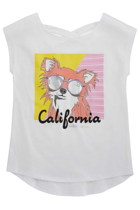 Girls White California Daydreamer Dog T-Shirt Cool Puppy Tee Shirt Top S