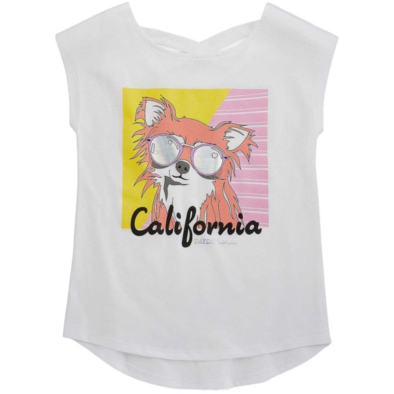 Girls White California Daydreamer Dog T-Shirt Cool Puppy Tee Shirt Top XXS