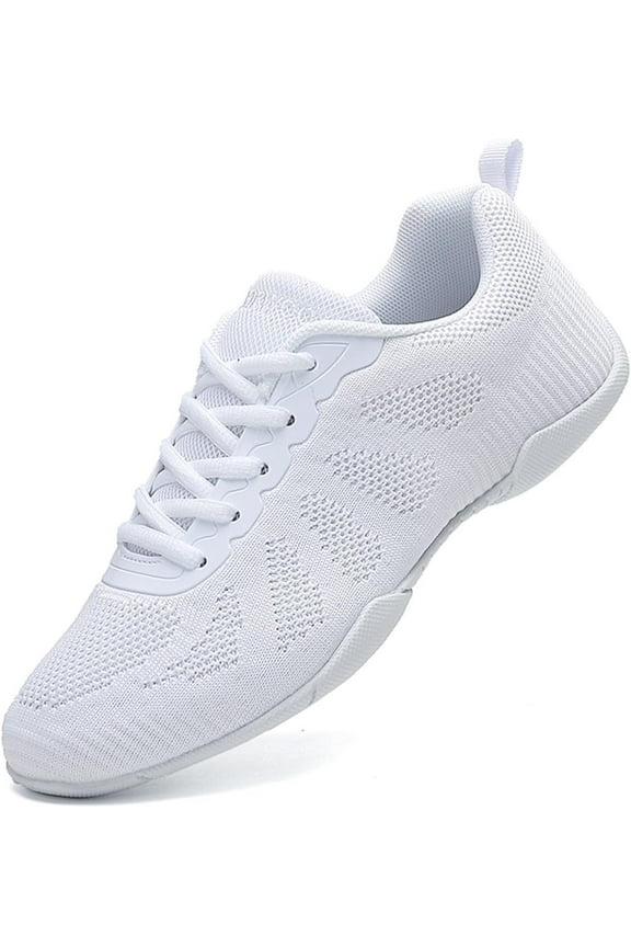 Girls White Cheerleading Cheer Shoes Womens Dance Sneakers Athletic Training Tennis Breathable Competition Walking Shoes