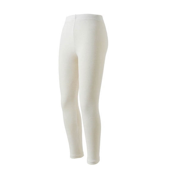 Girls White Cotton Leggings, Soft Stretchy Everyday Pants for School Dance Active Kids Size 2-14,Size 8-9T