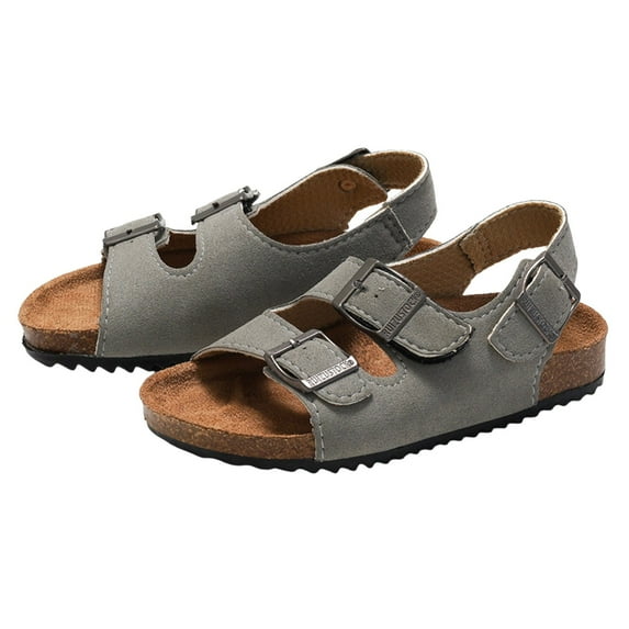 Girls White Dress Shoes Size 13 Boys Girls Summer Cork Footbed Slide Sandal, Arch Support Outdoor Sandals with Adjustable Buckle Backstraps for Toddler/Little Kid/Big Kid