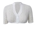 thumbnail image 1 of Girls White Lace Crop Top, Kids Elegant Off Shoulder and Long Sleeve Lace Blouse, Versatile Solid Layering Inner Shirt for Casual Daily Wear(White4,9-10 Years), 1 of 3