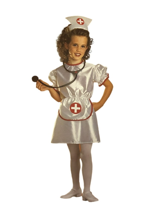 Girls White Nurse Costume Dress Healthcare Medical Costume Large 10-12