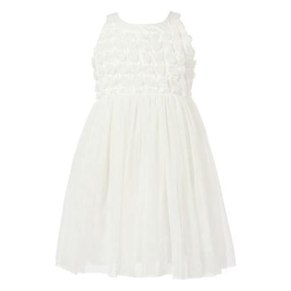 Girls White Rosette Layered Mesh Bottoms Dress 6/7