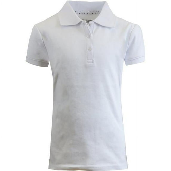 Girls White Short & Sleeve Interlock Polo Shirts, Size 6 - Case of 36
