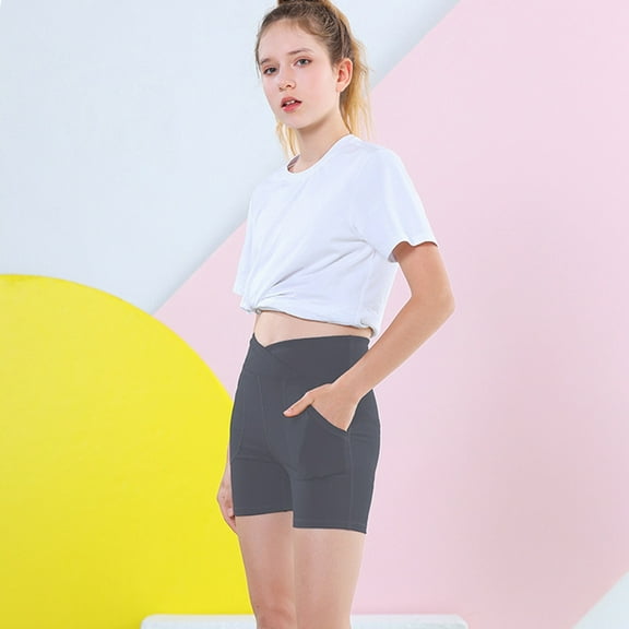 Girls White Shorts for Under Dress Girls V Cross Waist Athletic Shorts, Kids Soft Bike Volleyball Yoga Dance Running Cheer Gymnastics Gym Workout Shorts