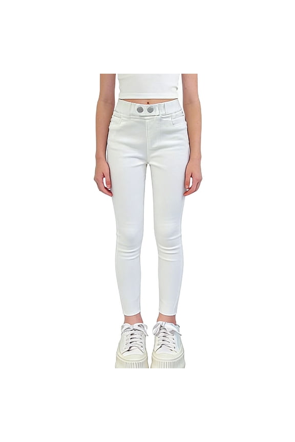 Girls White Skinny Jeans High Waisted Ankle Length Solid Color Stretch Denim for Kids Little Kid Big Kid Sizes 3-15 Years,Size 9-10T