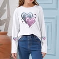thumbnail image 1 of Girls White Sparkle Heart Graphic Tee, Long Sleeve Shirt for Kids Kids Tween, Soft Stretchy Play & Casual Top, Sizes 2T-14,Size 11-12 T, 1 of 6