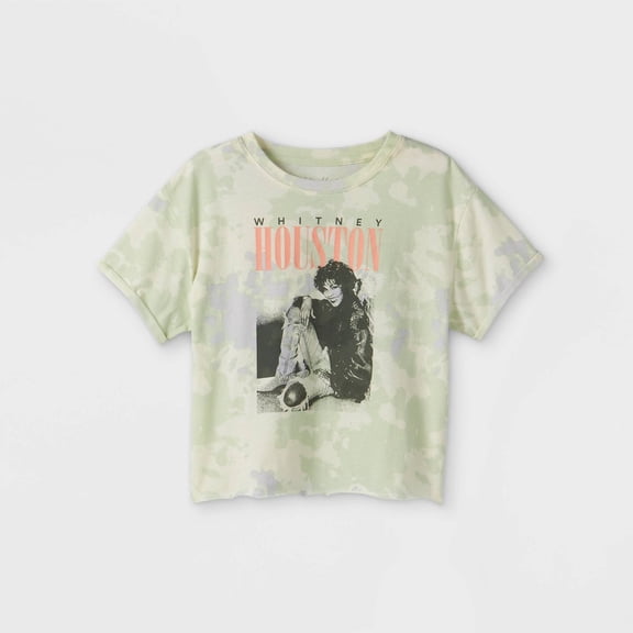 Girls' Whitney Houston Tie-Dye Short Sleeve Graphic T-Shirt- (Green/Purple, Small 6/6X)