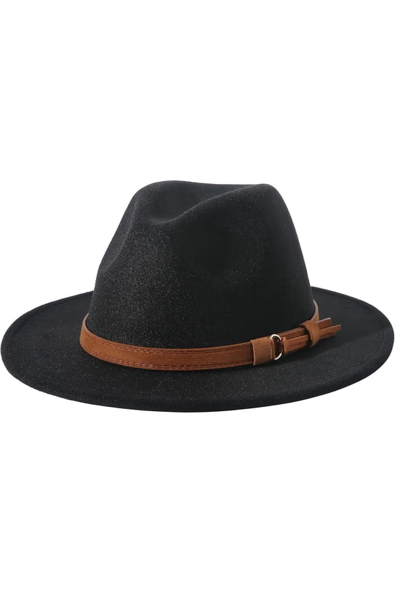 Girls Wide Brim Felt Bowler Cap Bowknot Floppy Fedora Hat