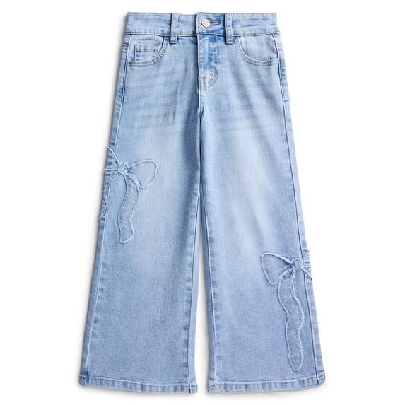 Gogo Star Girls Bow Embroidered Wide Leg Jeans, Size 5–18