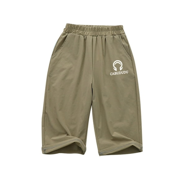 Girls Wide Leg Capri Pants Quick Dry Lightweight Summer Capris with Pockets High Waist Sun Protection Slacks Outdoor 9 Years, Khaki