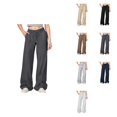 thumbnail image 1 of Girls Wide Leg Cargo Joggers with Drawstring Elastic High Waist, Loose Fit Sweatpants with Pockets for Outdoor Athletic Running – Ages 4-14Y, 1 of 6