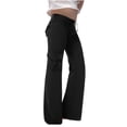 thumbnail image 1 of Girls Wide Leg Cargo Pants Size 10-12 Drawstring High Waist Sweat Pants Flap Pocket Hiking Trousers 7T, 1 of 6