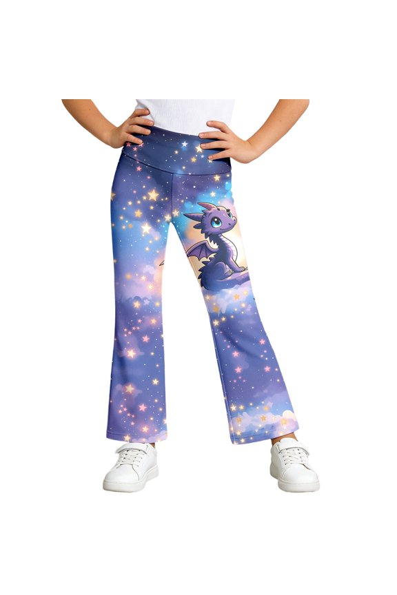 Girls Wide Leg Casual Pants Flared Trousers With Sporty Elastic Waist Play Everyday Wear Clothes