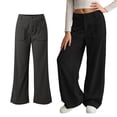 thumbnail image 1 of Girls Wide Leg Corduroy Pants Button Front Zipper Vintage Pants with Pockets High Waist Casual Pants for Girls Black Pants Kids Girls Clothes Size 5-6 Years, 1 of 7