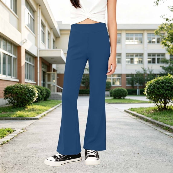 Girls'Wide Leg Flared Pants,Lightweight Loose Fit Casual Trousers for Summer,Breathable Sun Protective Bottoms