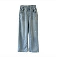 thumbnail image 1 of Girls Wide Leg Jeans Baggy Bow Heart Embroidery High Elastic Waist Denim Pants Kids Girls Y2k Vintage Toddler Pants Cute Girl Clothes 12 Months, 1 of 8