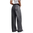 thumbnail image 1 of Girls Wide Leg Jeans Baggy Ripped/Bow/Floral Teen Denim Pants Mid Rise Elastic Band Pockets Casual Cute 8-14Y Jeans with Bows on Pockets, 1 of 7