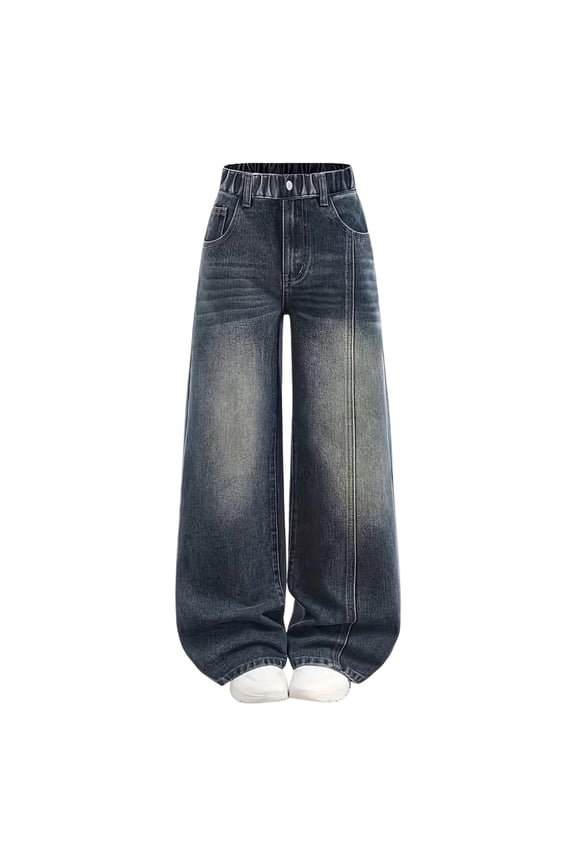 Girls Wide Leg Jeans Bow Embroidery/Leopard Print Denim Pants Straight Baggy Pockets Tweens for Kids 8-14Y Jeans for Teen Girls Low Rise