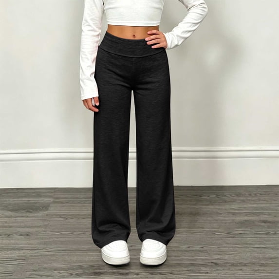 Girls Wide Leg Lounge Pants High Waisted Yoga Sweatpants Casual Loose Fit Flowy Trousers Comfy Bottoms for Workout Gym Lounging and Everyday Comfort Wear Back to School