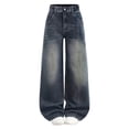 thumbnail image 1 of Girls Wide Leg Pants Girls Jeans Elastic High Waisted Wide Leg Baggy Denim Pants with Pockets, 1 of 8