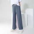 thumbnail image 1 of Girls Wide Leg Pants High Waist Loose Flowy Trousers Teen Thin Lightweight Soft Casual Pants Toddler Clothes Full Length Ice Silk Sweatpants for Kids 3-15Y, 1 of 6