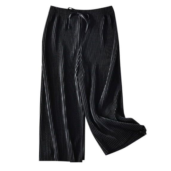 Girls Wide Leg Pants Lightweight Casual Elastic Waist Straight Leg Loose Trousers For Kids(Color:Black,Size:3-4 Years)
