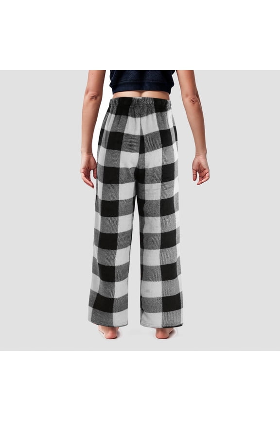Girls Wide Leg Pants Winter Girl's Grid Print Drawstring High Waist Checkered Pants Straight Leg Long Trouser Girl's Y2k Baggy Sweatpants Elastic