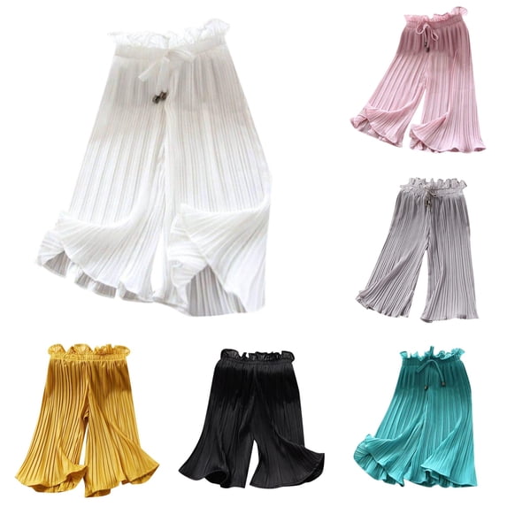 Girls Wide Leg Pants for Kids Lightweight Casual Elastic Waist Straight Loose Trousers Girls Clothing