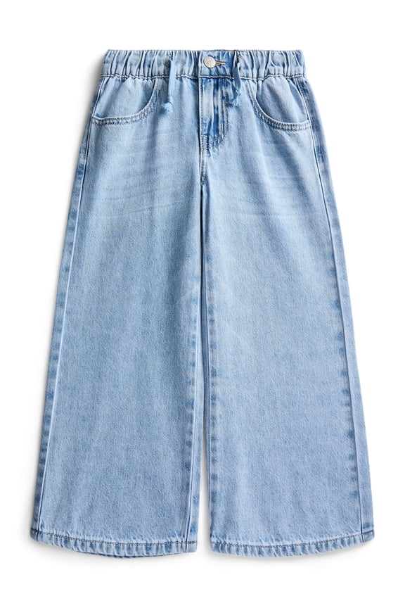 Girls Wide Leg Pull-On Jeans, Size 5–18