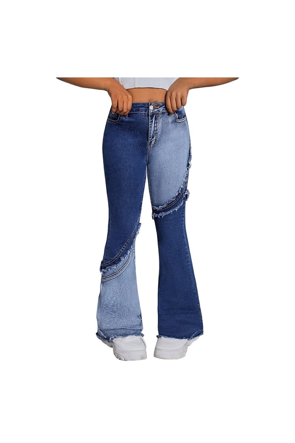 Girls Wide Leg Rhinestone Jeans Kids Baggy Elastic Waisted Denim Pants with Pockets 5-14 Years Y2k Elastic Waist Flare Jeans For Girls Size 8