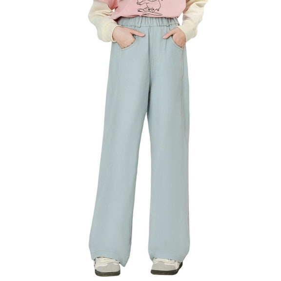 Girls Wide Leg Sweatpants Casual High Waist Baggy Sweatpants Boyfriend Jogger Pants with Pockets Trousers For Ages 5 16 For Casual And Everyday Wear