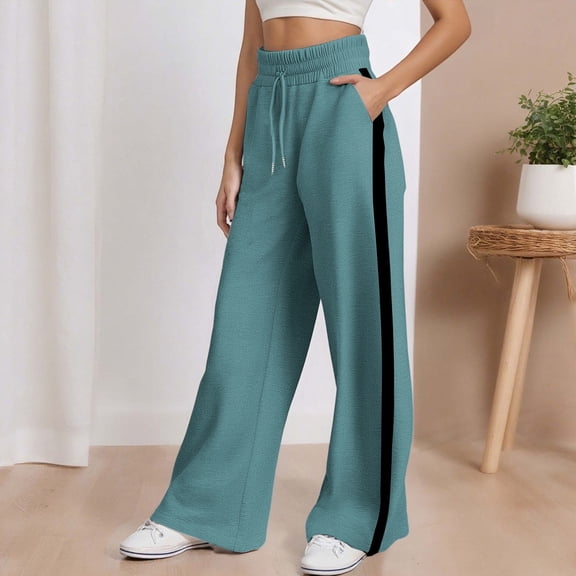 Girls Wide Leg Sweatpants Drawstring Baggy Oversized Straight Leg Track Pants Casual Sports Trousers with Pockets,Mint Green XL