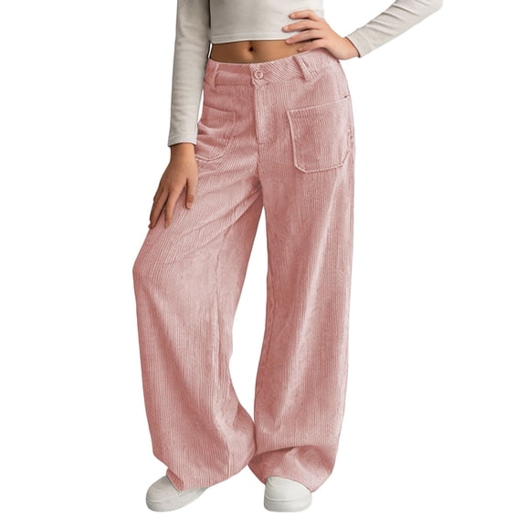 Girls Wide Leg Sweatpants Fashion High Waisted Casual Baggy Joggers Girls Athletic Pants with Pocket Size 7-16